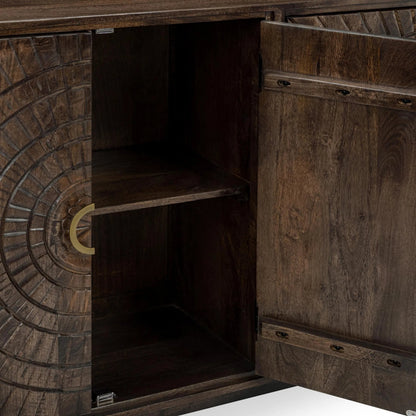 Vivienne 4-Door Mango Wood Buffet Sideboard by Classic Home in brown. Made from mango wood in a traditional style.