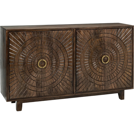 Vivienne 4-Door Mango Wood Buffet Sideboard by Classic Home in brown. Made from mango wood in a unique style.