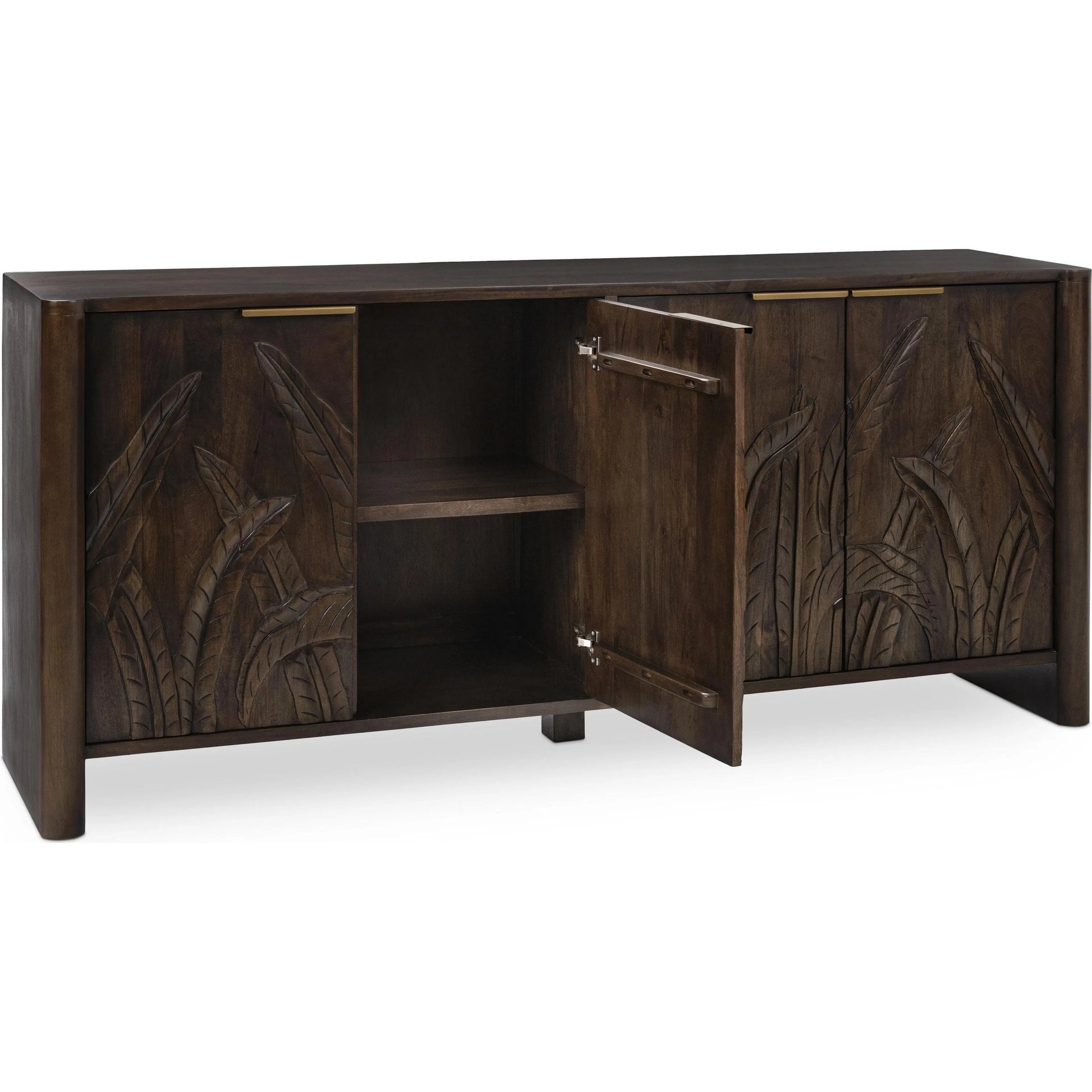 Ledro Solid Wood Dark Brown Buffet Sideboard by Classic Home in dark brown. Made from mango wood in a traditional style.