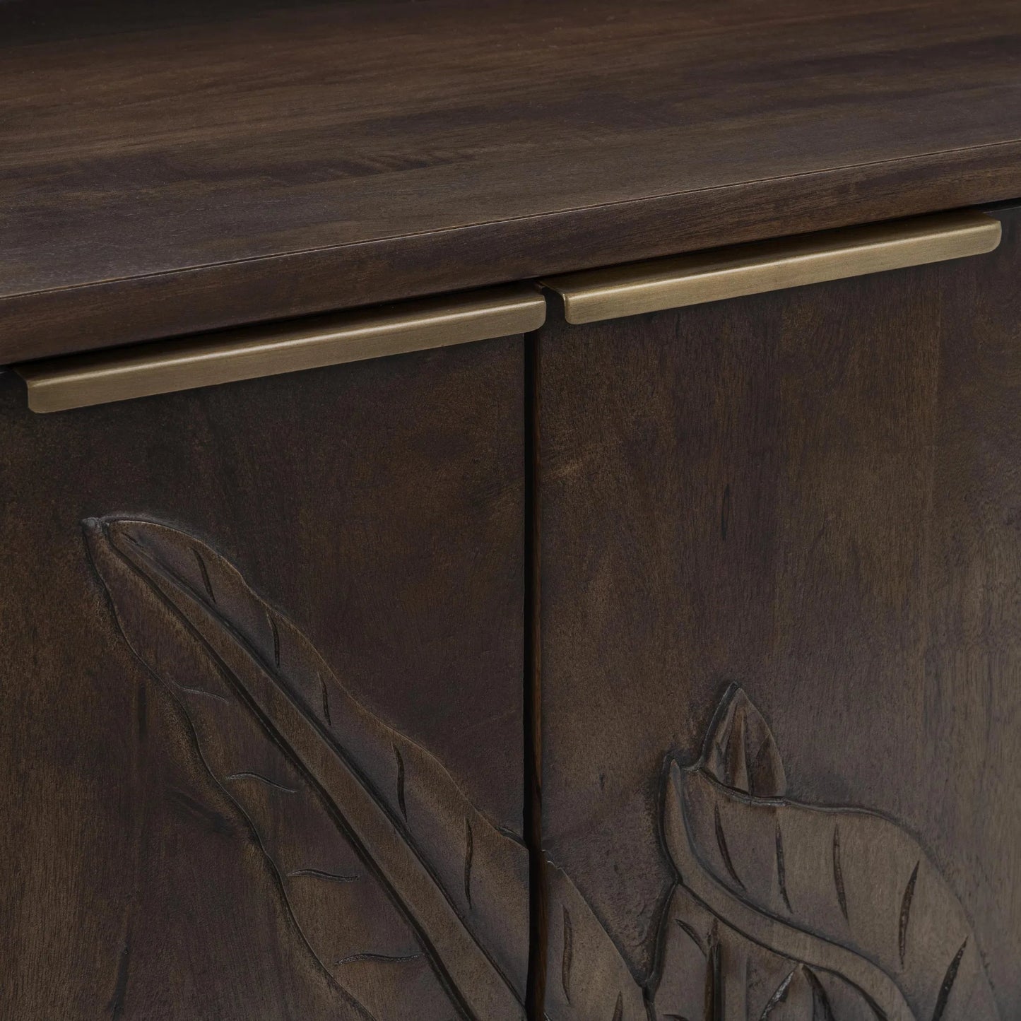 006 SI-2249251 | Closeup | Ledro Solid Wood Dark Brown Buffet Sideboard by Classic Home in dark brown. Made from mango wood in a traditional style.