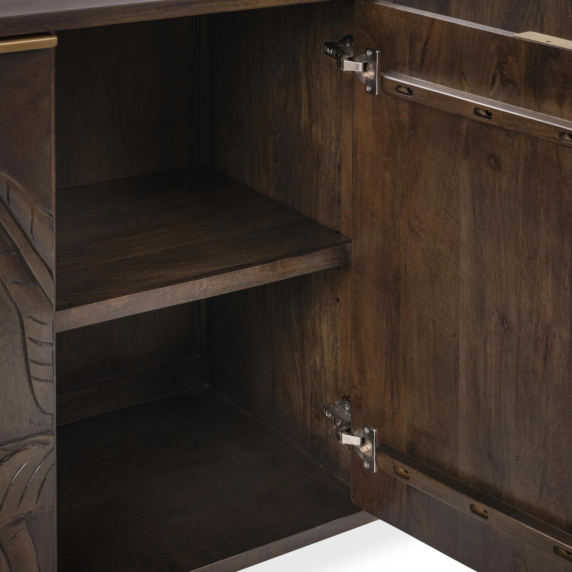 Ledro Solid Wood Dark Brown Buffet Sideboard by Classic Home in dark brown. Made from mango wood in a traditional style.