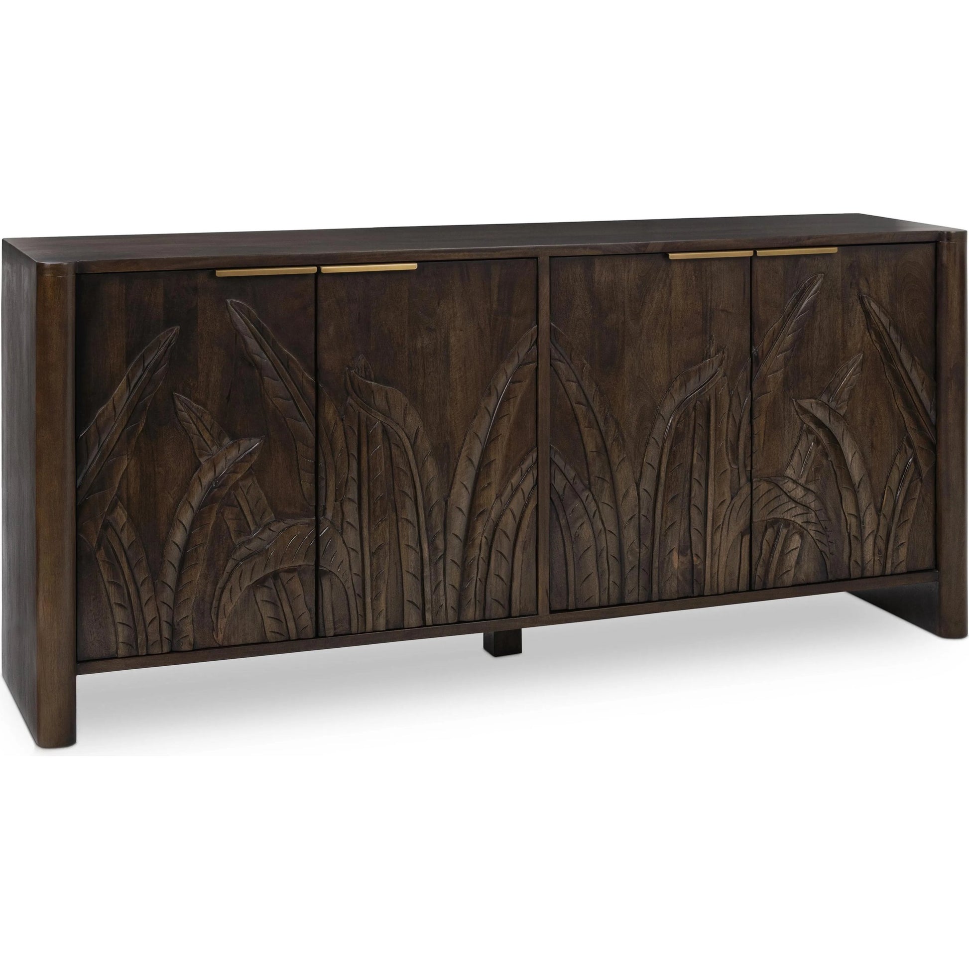 Ledro Solid Wood Dark Brown Buffet Sideboard by Classic Home in dark brown. Made from mango wood in a traditional style.