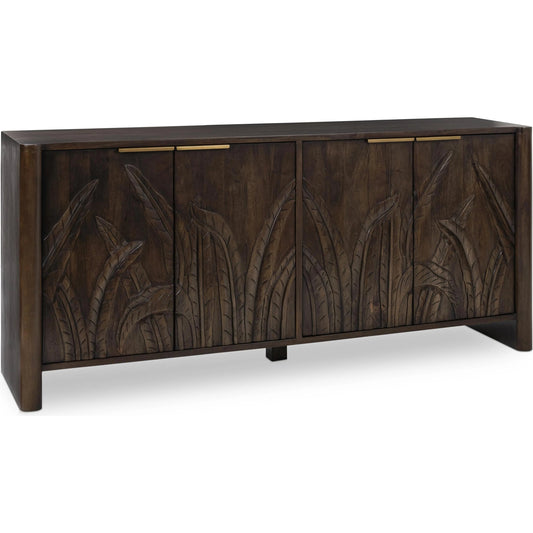 Ledro Solid Wood Dark Brown Buffet Sideboard by Classic Home in dark brown. Made from mango wood in a unique style.