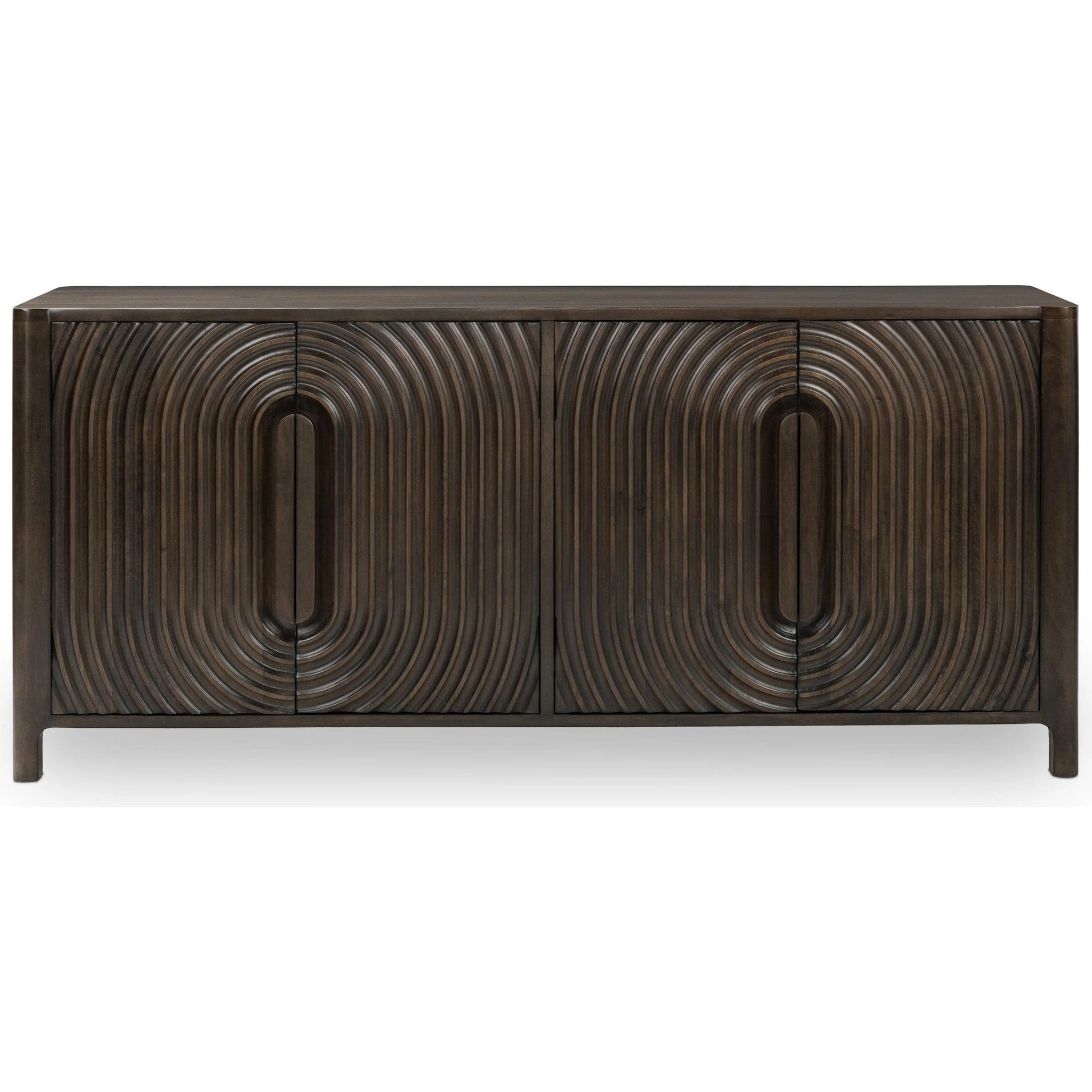 Colson 4-Door Mango Wood Buffet Sideboard by Classic Home in coffee brown. Made from mango wood in a traditional style.