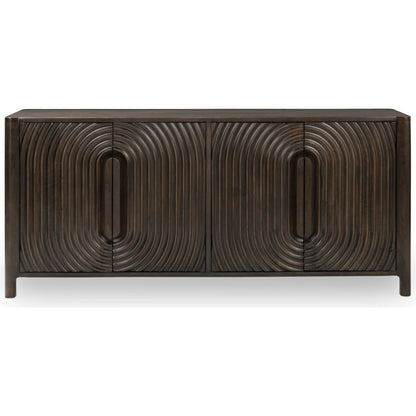 Colson 4-Door Mango Wood Buffet Sideboard by Classic Home in coffee brown. Made from mango wood in a traditional style.