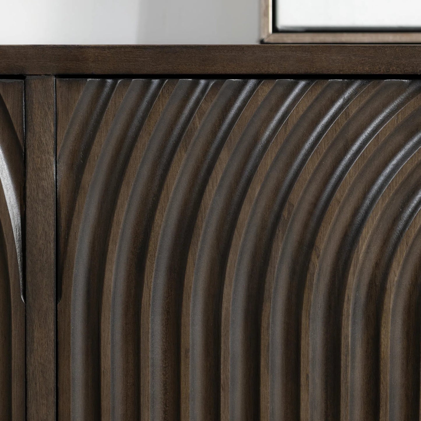 001 SI-2256331 | Closeup | Colson 4-Door Mango Wood Buffet Sideboard by Classic Home in coffee brown. Made from mango wood in a traditional style.