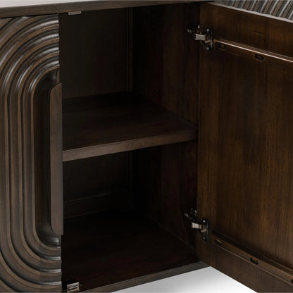 Colson 4-Door Mango Wood Buffet Sideboard by Classic Home in coffee brown. Made from mango wood in a traditional style.