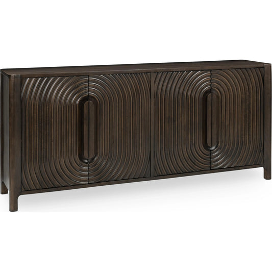 Colson 4-Door Mango Wood Buffet Sideboard by Classic Home in coffee brown. Made from mango wood in a traditional style.
