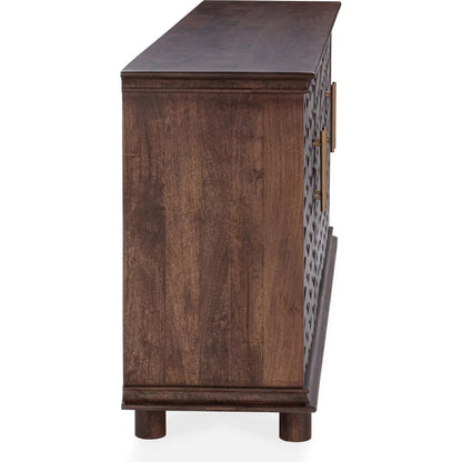 Shira Mango Wood Sideboard Buffet by Classic Home in brown. Made from mango wood in a traditional style.