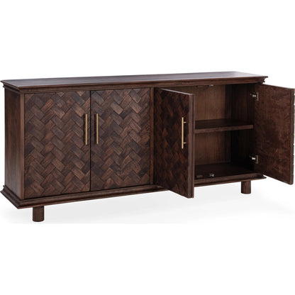 Shira Mango Wood Sideboard Buffet by Classic Home in brown. Made from mango wood in a traditional style.