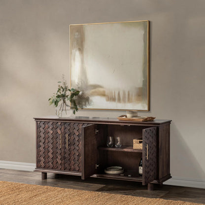 Shira Mango Wood Sideboard Buffet by Classic Home in brown. Made from mango wood in a traditional style.