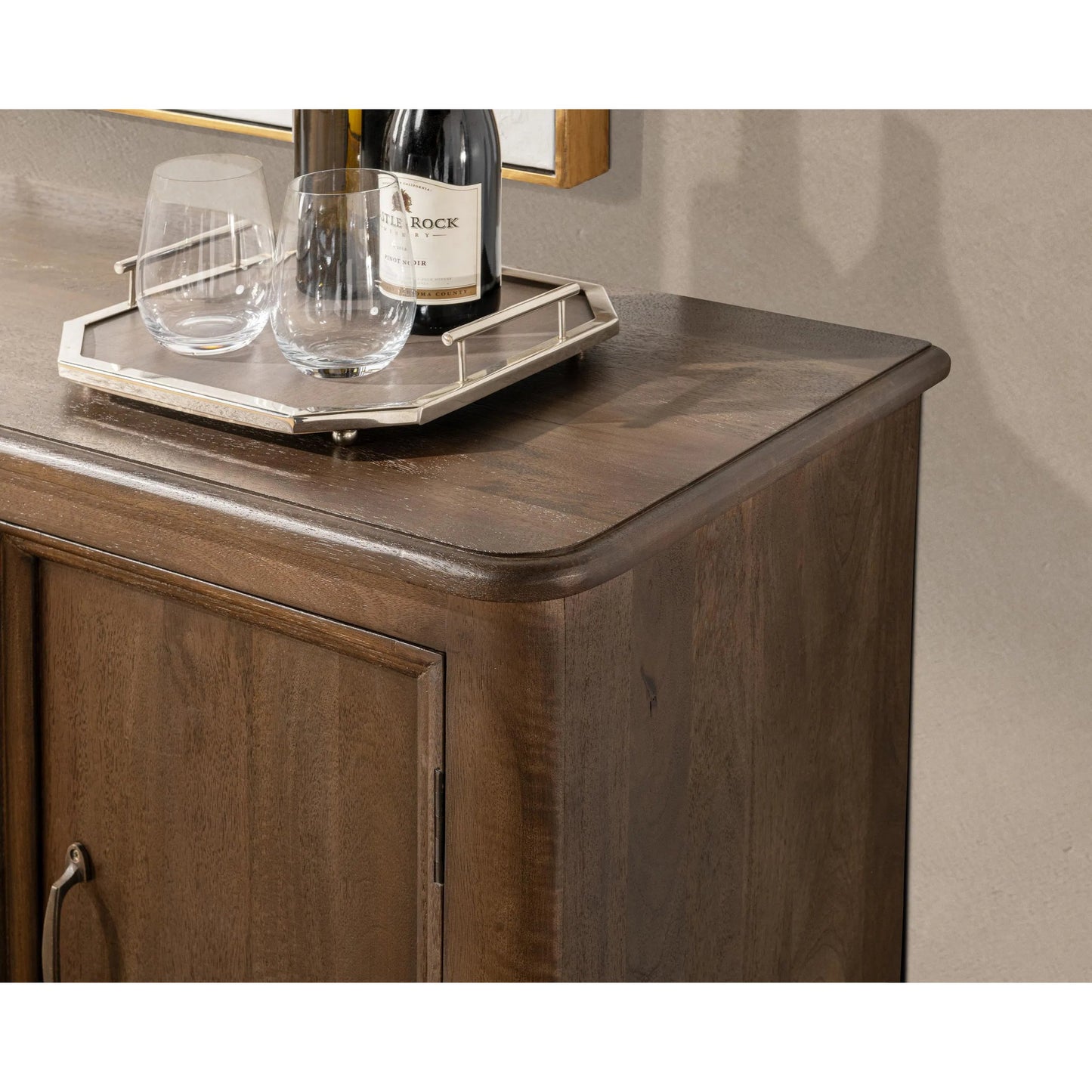 002 SI-2303303 | Closeup | Brookside 4-Door Mango Wood Sideboard Buffet by Classic Home. Made from mango wood in a traditional style.