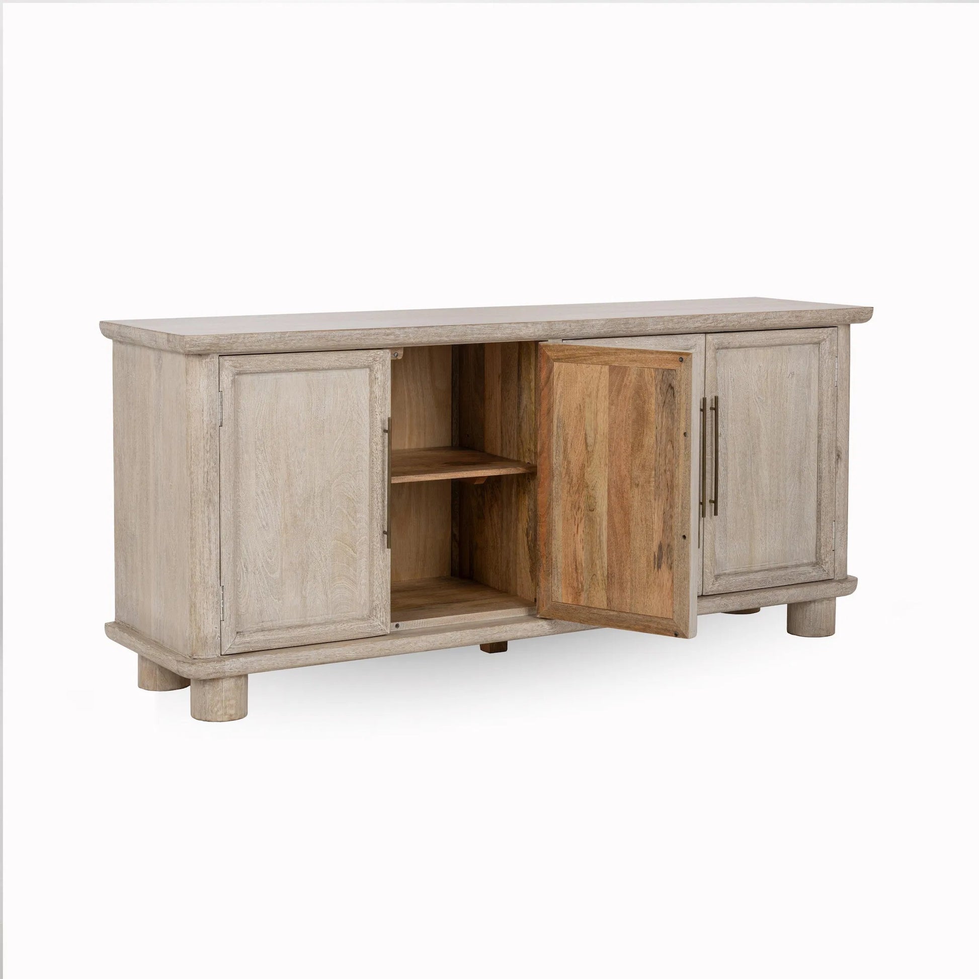 Beau Mango Wood Sideboard Buffet by Kosas Home in light mango wood. Made from mango wood in a transitional style.
