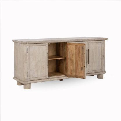 Beau Mango Wood Sideboard Buffet by Kosas Home in light mango wood. Made from mango wood in a transitional style.