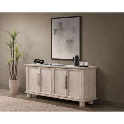 Beau Mango Wood Sideboard Buffet by Kosas Home in light mango wood. Made from mango wood in a transitional style.