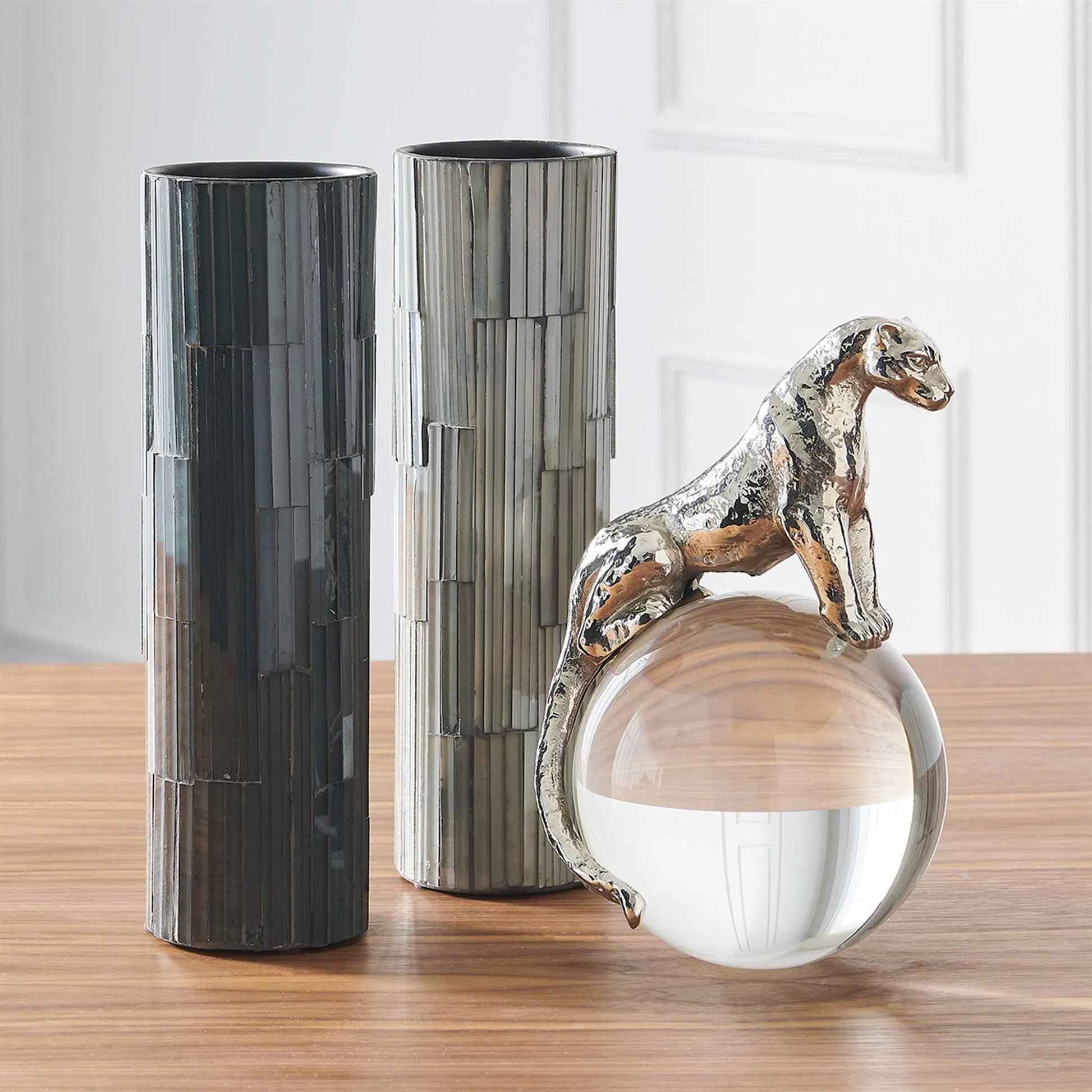 Jaguar on Crystal Ball by Global Views. Made from brass, crystal in a eclectic & global style.