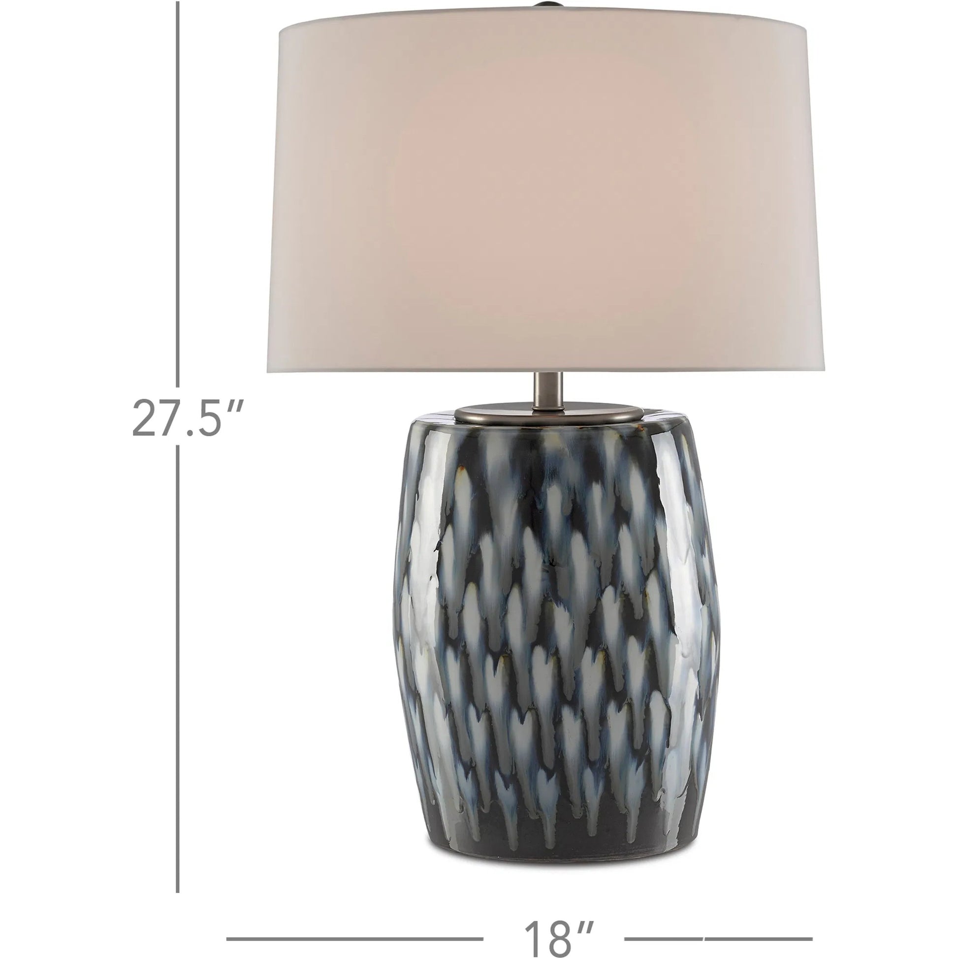 Milner Table Lamp by Currey and Company in indigo, cloud. Made from porcelain in a modern style.