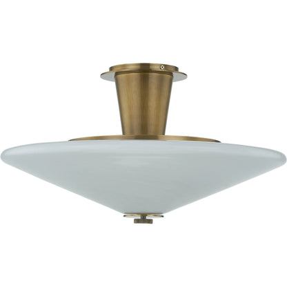 Cologne 1-Light Flush Mount by Corbett in vintage brass. Made from brass in a transitional style.