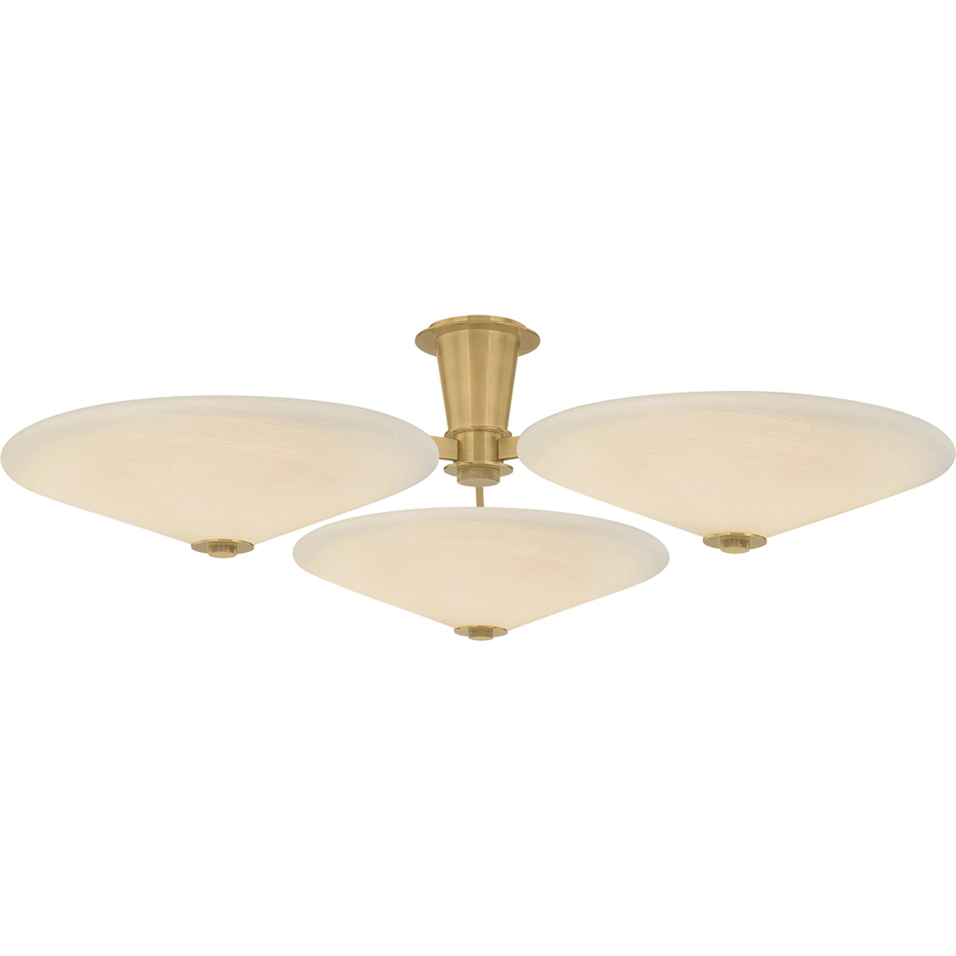 Cologne 3-Light Flush Mount by Corbett in vintage brass. Made from brass in a transitional style.