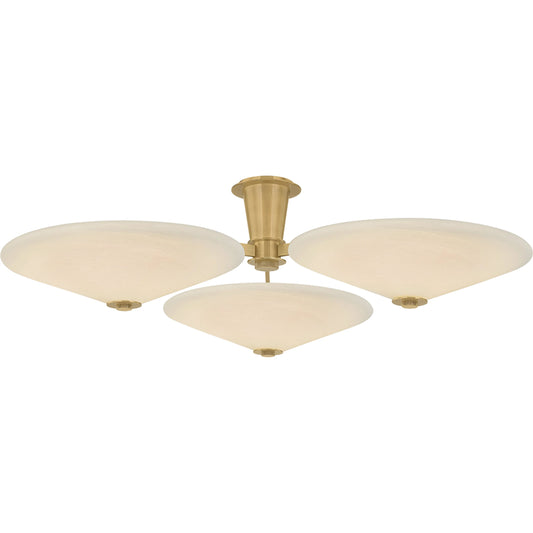 Cologne 3-Light Flush Mount by Corbett in vintage brass. Made from brass in a unique style.
