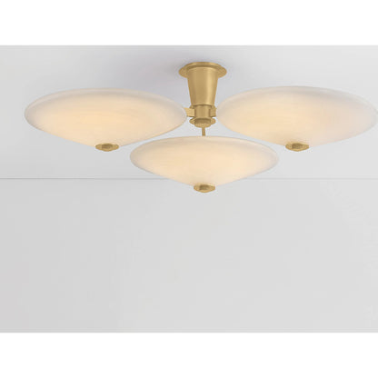 Cologne 3-Light Flush Mount by Corbett in vintage brass. Made from brass in a transitional style.