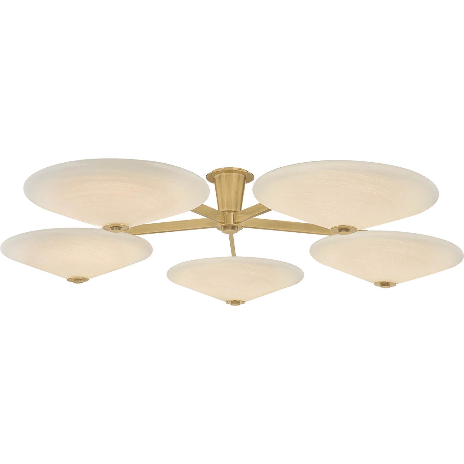 Cologne 5-Light Flush Mount by Corbett in vintage brass. Made from brass in a transitional style.