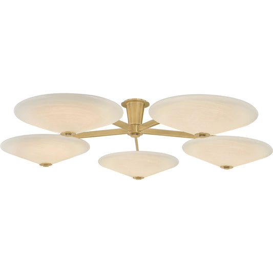 Cologne 5-Light Flush Mount by Corbett in vintage brass. Made from brass in a unique style.