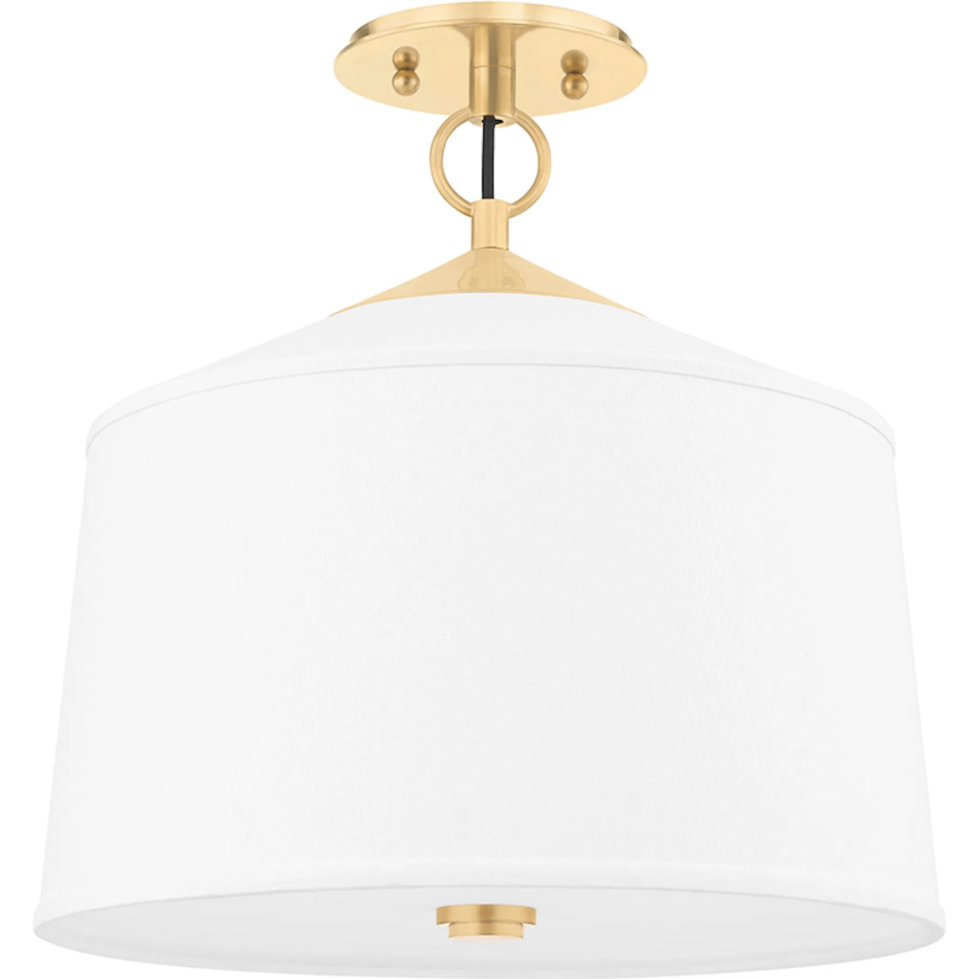 White Plains Semi Flush Mount by Hudson Valley in aged brass. Made from steel in a transitional style.
