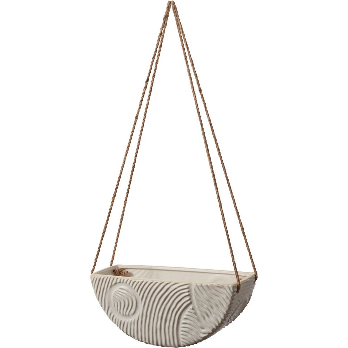 001 SI-2086285 | Primary Silo | Topography Hanging Planter by Accent Decor in white. Made from ceramic in a modern style.