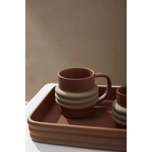 Anillo Mug by Accent Decor in terracotta. Made from ceramic in a modern style.
