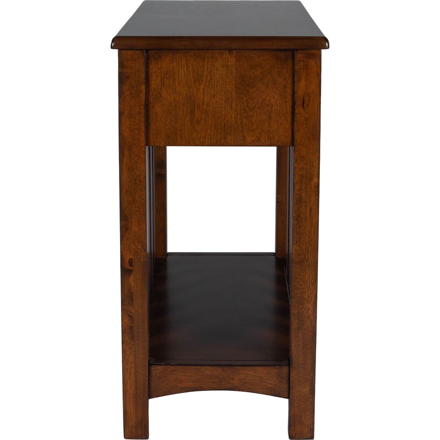 004 SR-770478 | Additional Silo | Larina Shaker Wood Chairside Table by Butler Specialty Company in dark brown and plantation cherry. Made from rubberwood solids, birch veneers, mdf, steel, antique dark bronze finish in a transitional style.