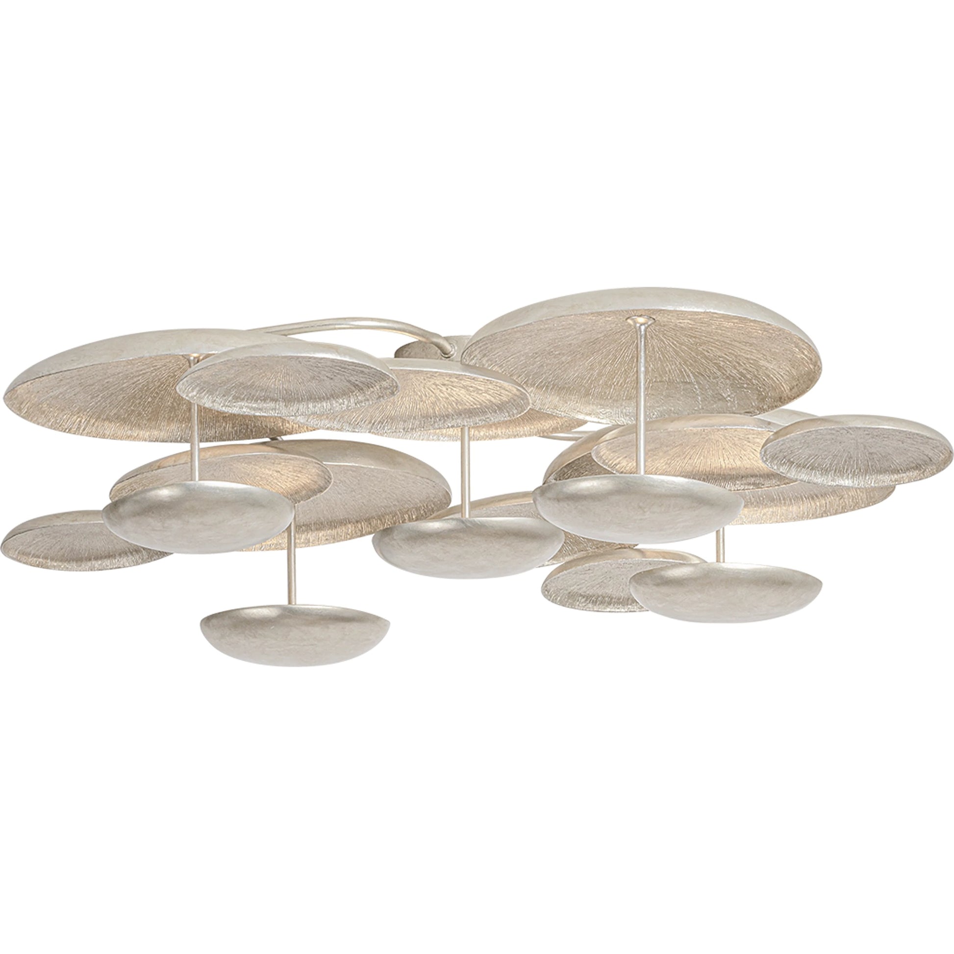 Fistral Semi Flush by Corbett in textured warm silver leaf. Made from unique in a modern style.