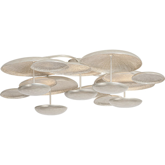 Fistral Semi Flush by Corbett in textured warm silver leaf. Made from unique in a modern style.