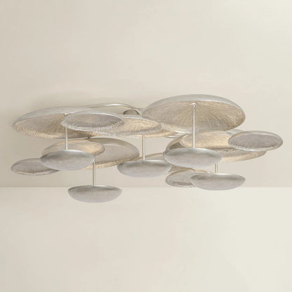Fistral Semi Flush by Corbett in textured warm silver leaf. Made from unique in a modern style.