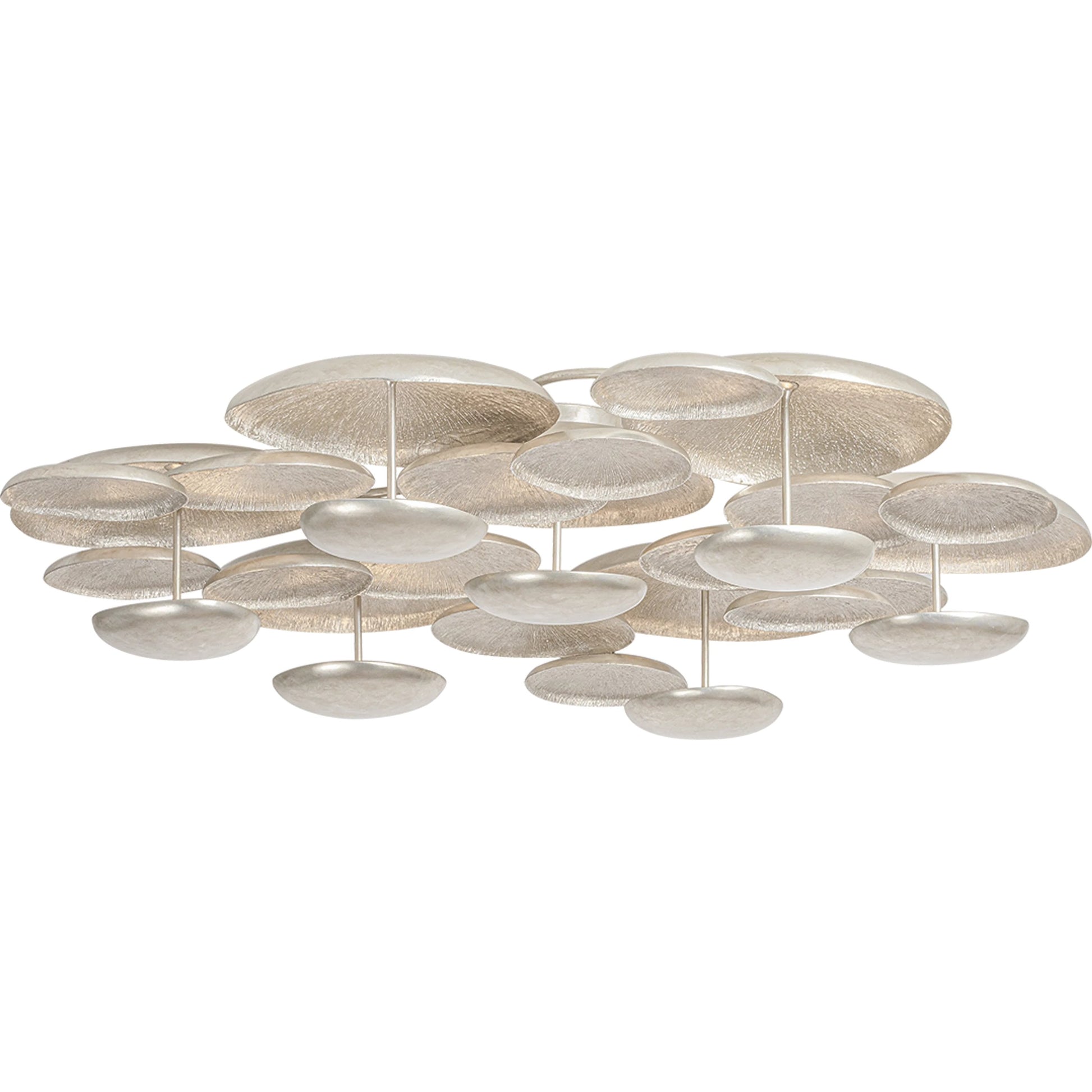 Fistral Semi Flush by Corbett in textured warm silver leaf. Made from unique in a modern style.