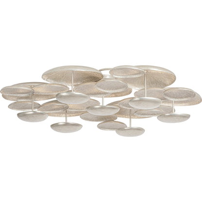 Fistral Semi Flush by Corbett in textured warm silver leaf. Made from unique in a modern style.