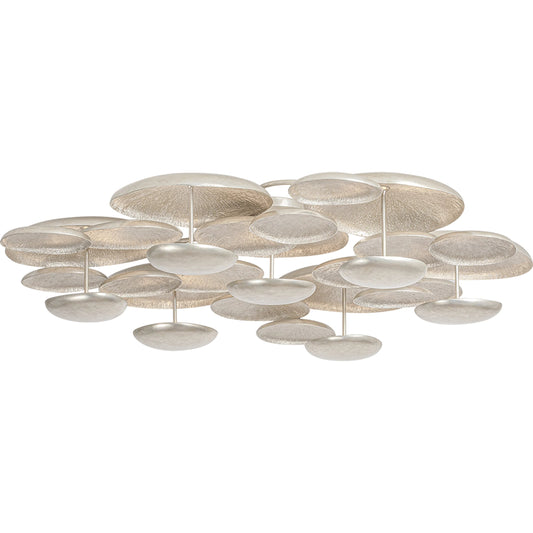 Fistral Semi Flush by Corbett in textured warm silver leaf. Made from unique in a modern style.