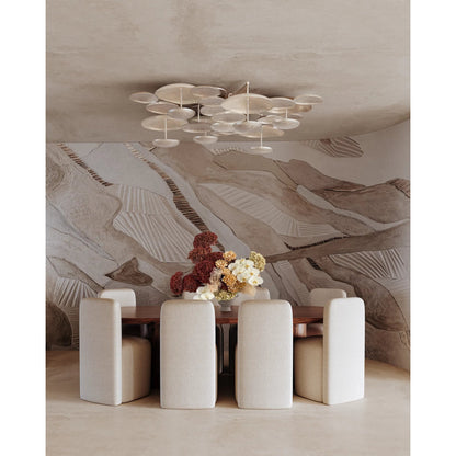 Fistral Semi Flush by Corbett in textured warm silver leaf. Made from unique in a modern style.