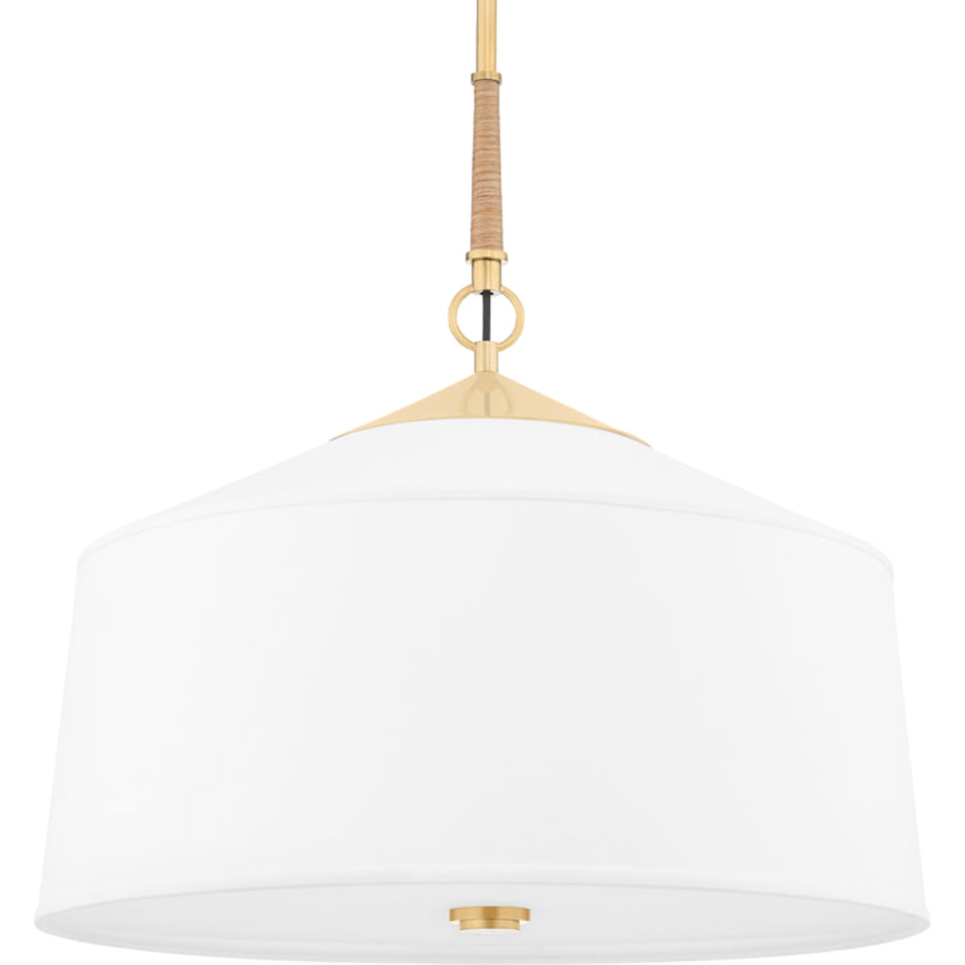 White Plains Pendant by Hudson Valley in aged brass. Made from steel in a transitional style.