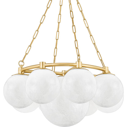 Thornwood 9 Light Chandelier by Hudson Valley in aged brass. Made from steel in a modern style.