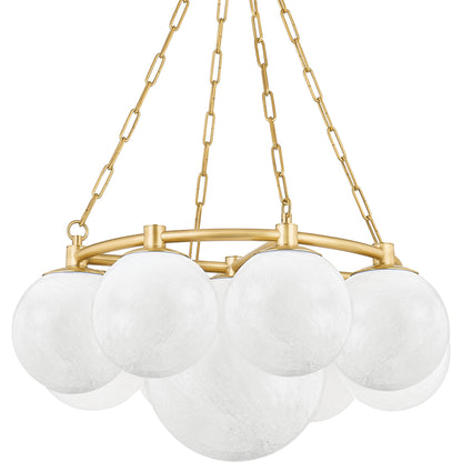 Thornwood 9 Light Chandelier by Hudson Valley in aged brass. Made from steel in a modern style.