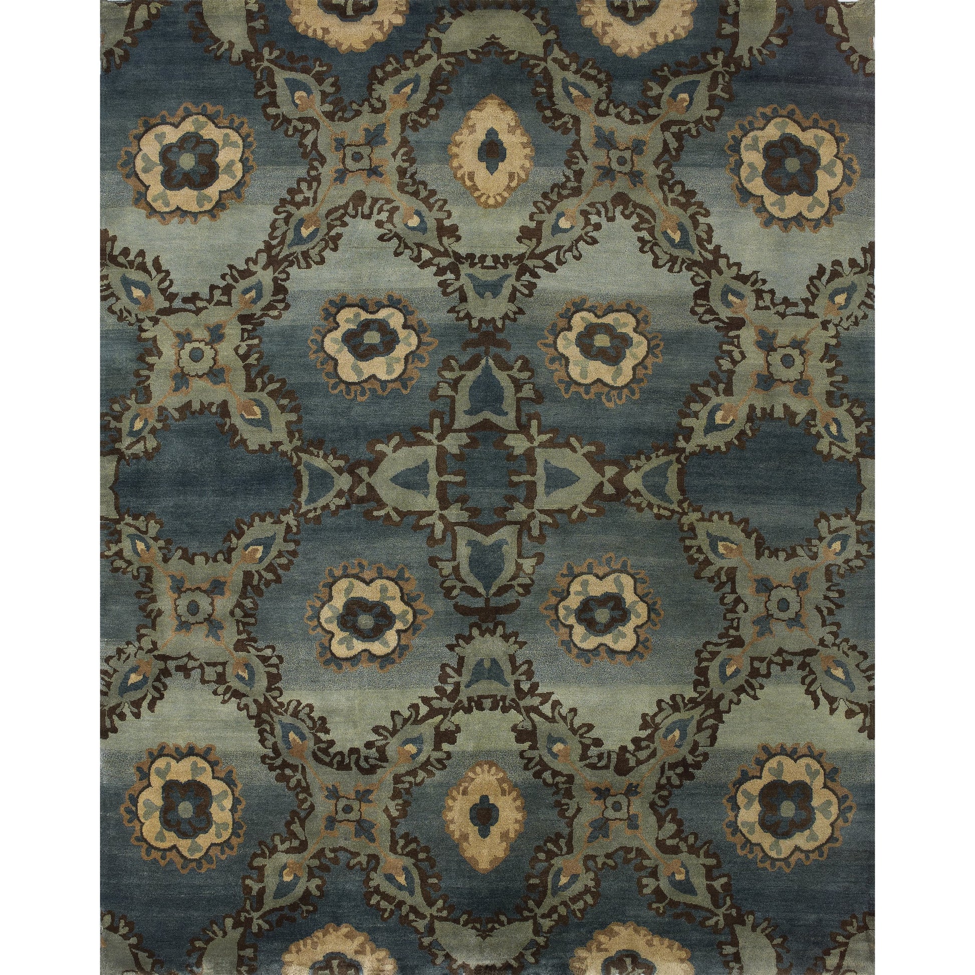 Amzad Transitional Ikat Rug - 6116F by Feizy in blue, gray, tan. Made from wool in a unique style.
