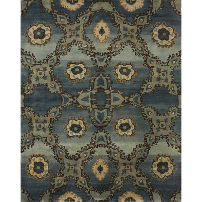 Amzad Transitional Ikat Rug - 6116F by Feizy in blue, gray, tan. Made from wool in a unique style.