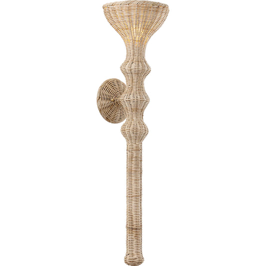 Mamaroneck Wall Sconce by Hudson Valley in natural and gold leaf. Made from natural woven in a unique style.