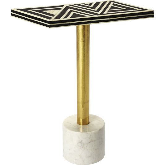 Draper Bone Inlay Accent Table by Butler Specialty Company in multi-color and black bone inlay. Made from bone inlay, marble, brass metal, mdf in a eclectic & global style.