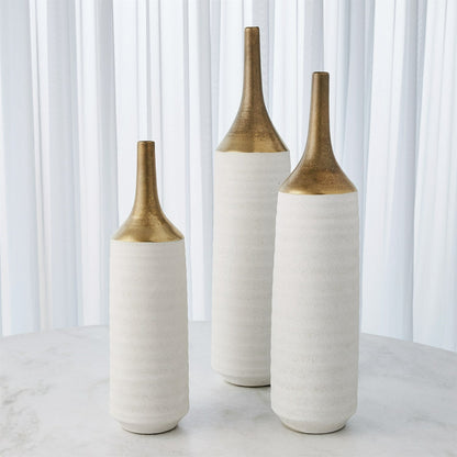 Two Toned Vase by Global Views in gold. Made from ceramic in a eclectic & global style.