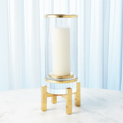 Cylinder Hurricane by Global Views in nickel. Made from brass, nickel, glass in a transitional style.