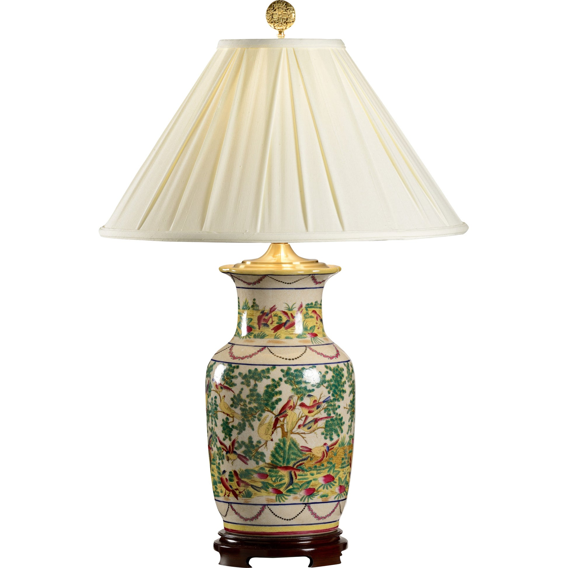 Birds' Paradise Lamp by Wildwood in hand painted, mahogany. Made from ceramic, porcelain in a traditional style.