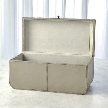 Curved Corner Box by Global Views. Made from mdf, leather, polysuede lining in a eclectic & global style.