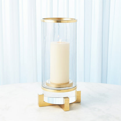 Cylinder Hurricane by Global Views in nickel. Made from brass, nickel, glass in a transitional style.